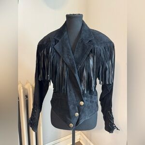 Genuine Leather Black Fringe Jacket